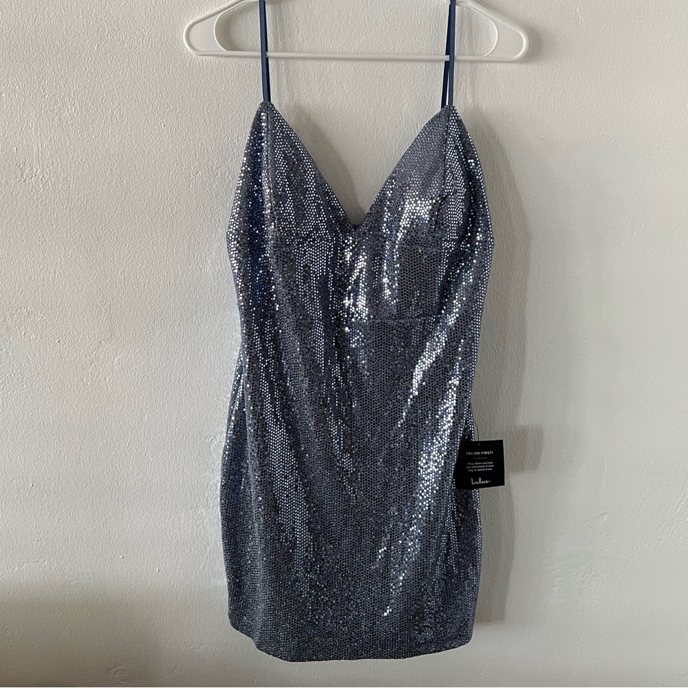 Lulus Let It Glow sparkle dress.
